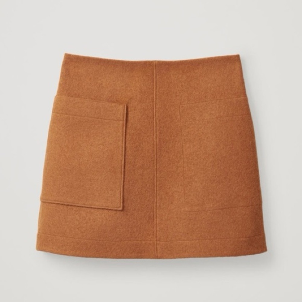 COS Boiled Wool Mini Skirt Size 6 Light Orange/Tan